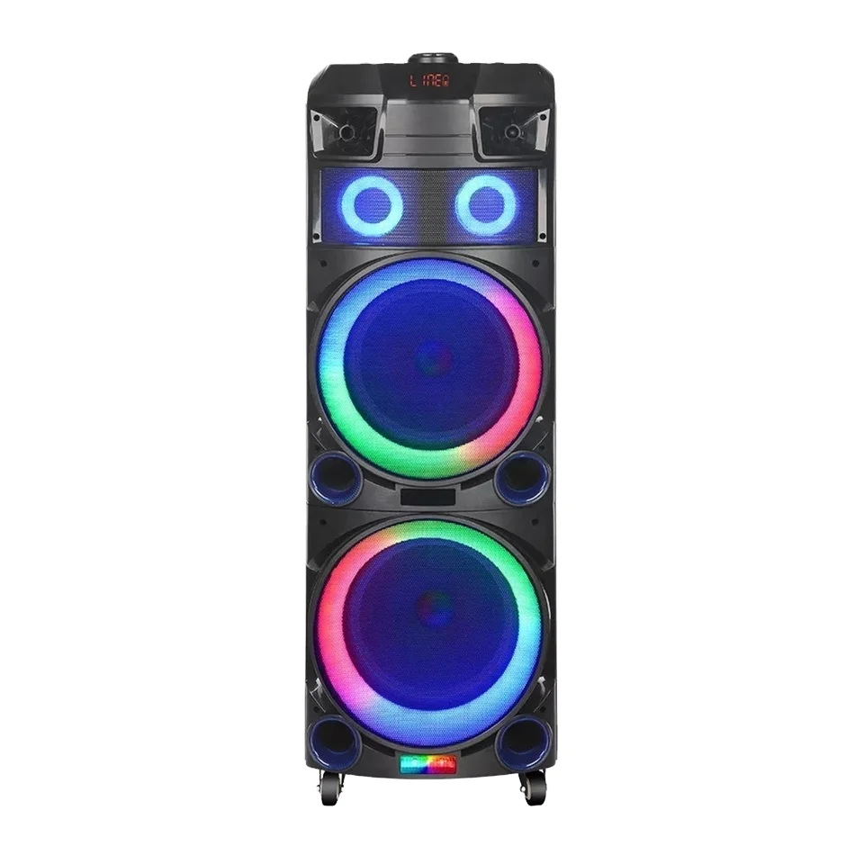

NDR-7022 Mini Portable Party DJ Wireless Trolley Speaker 200-Watt Sound Equipment/Amplifiers Double 12-Inch RGB LED Lighting AC