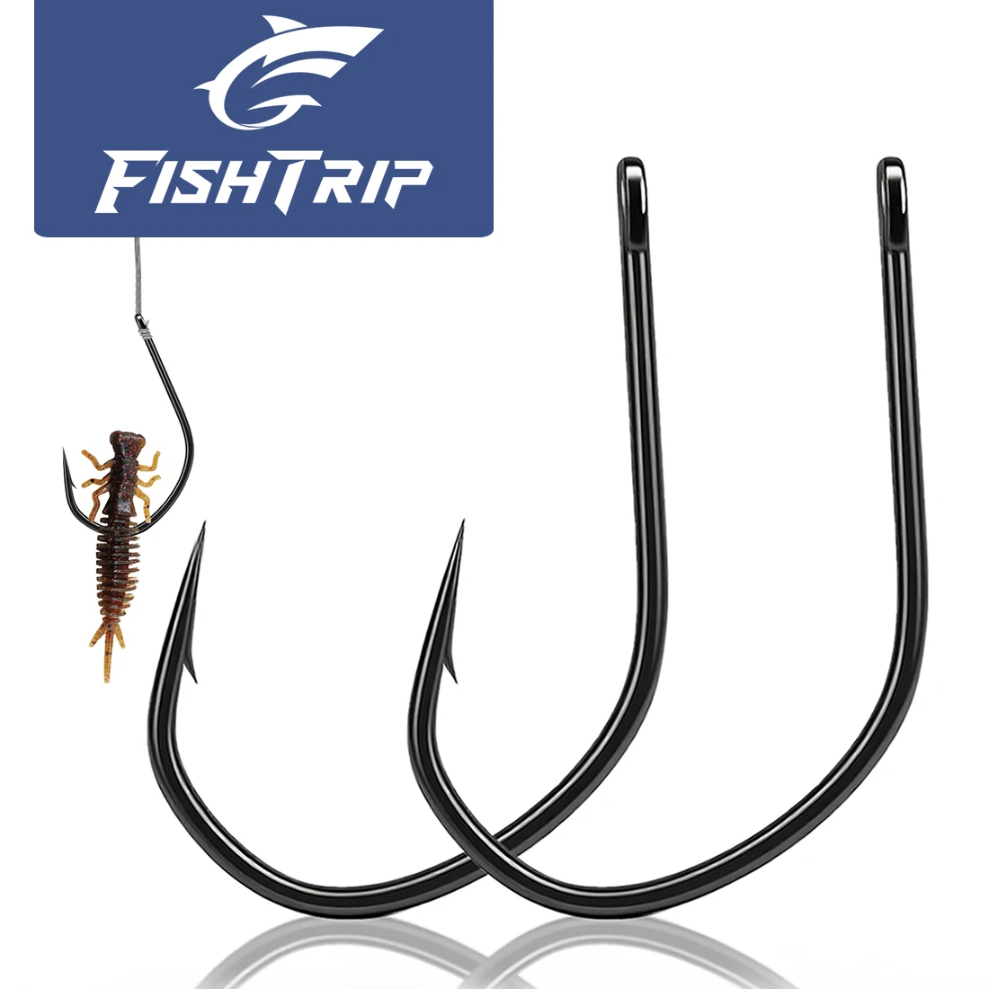 FishTrip 50PCS Anzóis de Pesca Wide Gap Wacky Worm Rig, Anzóis Anti-ervas para Drop Shot, para Pesca de Robalo em Água Doce e Salgada