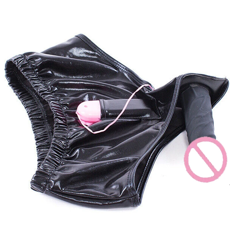 Silicone Anal Plug Dildo Penis Panties With Vibrating Underwear Masturbation Sex Toys PU Leather Chastity Panties Strap On Dildo