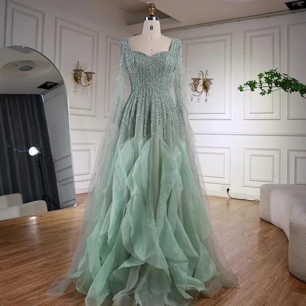 Robes longues personnalisées en Tulle, avec nœud plissé croisé, paillettes, ligne a, col carré, robes d'occasion sur mesure, rétro formelles