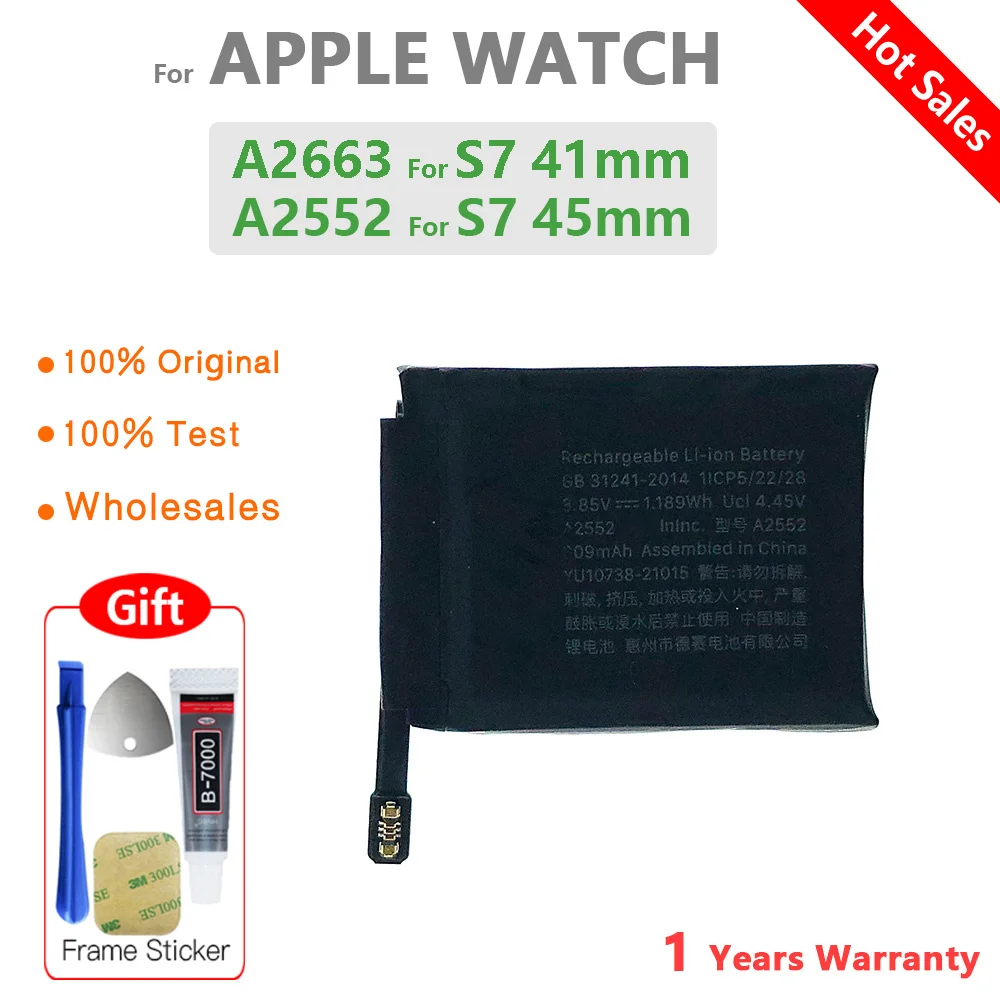 100% Genuine Battery For Apple Watch Series SE 1 2 3 4 5 6 7 8 Bateria For Iwatch S1 S2 S3 GPS LTE S4 S5 S6 S7 S8 38/40/42/44mm