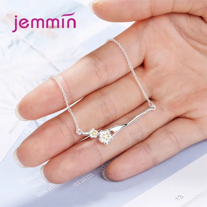 Genuine 925 Sterling Silver Pendant Necklace For Women Fashion Jewelry Sparkling Cubic Zirconia Best Gift For Party Appointment