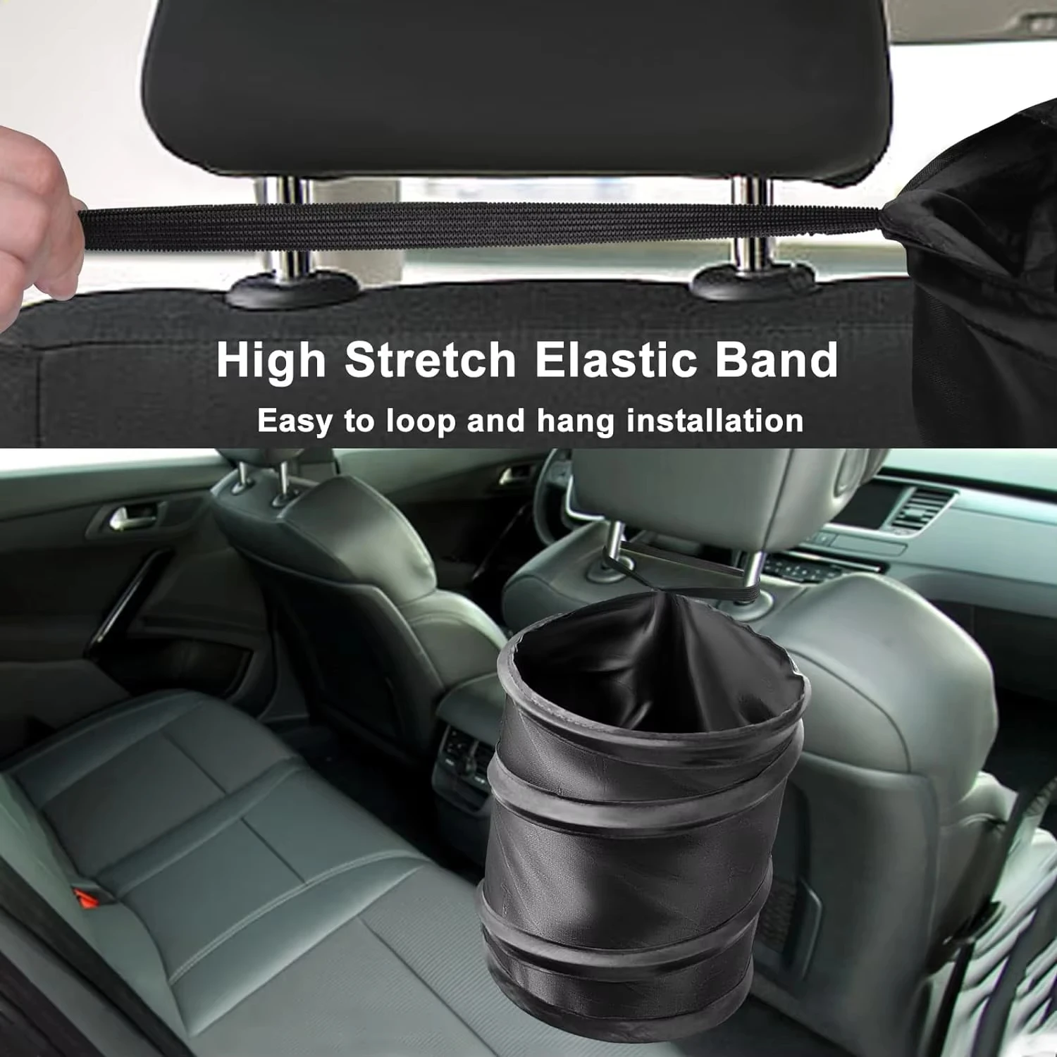 Mini Collapsible Pop-up Car Trash Can Portable Hanging Car Garbage Can with Velcro,Car Trash Bin for Travel, Picnic & Camping