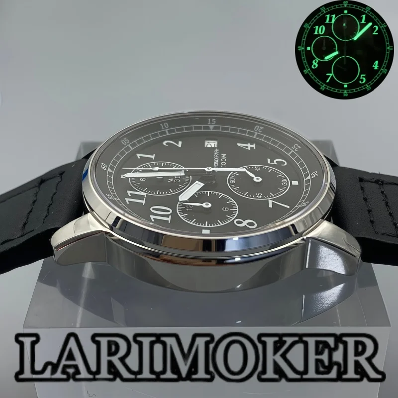 LARIMOKER 38.8 مللي متر ساعة كوارتز رجالية موضة عادية 100 متر مقاوم للماء الياقوت الزجاج مناسبة لحركة VK67 ساعة رجالي فاخرة #5