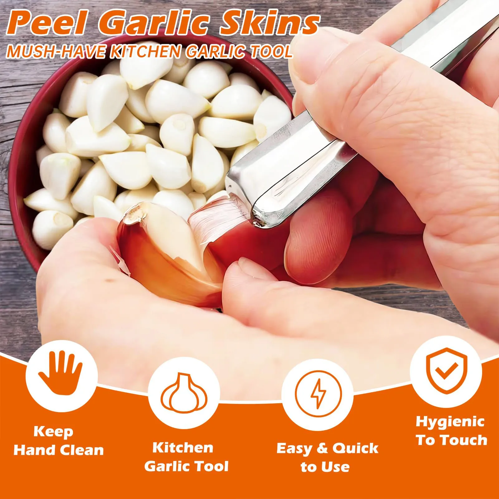 3PCS Stainless Steel Garlic Peeler Quickly Garlic Peeling Pig Hair Plucking Clip Manual Tweezers Gadgets Kitchen Accessories