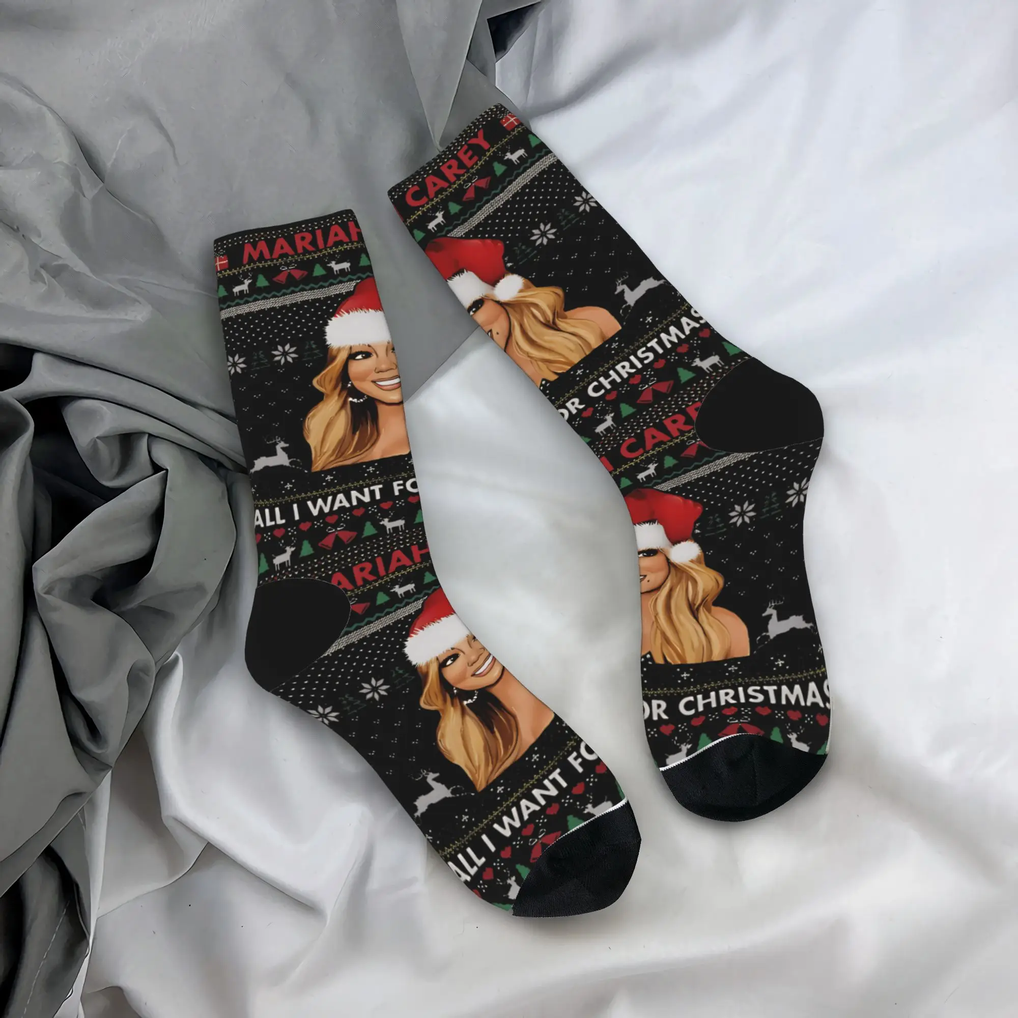 Mariahs Careys Socks Ugly Christmas Anti Skid Stockings Women Men Breathable Running Sports Socks Autumn Casual Graphic Socks