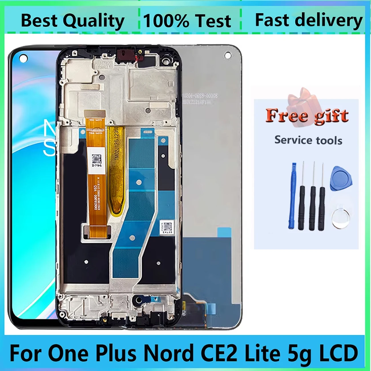 For OnePlus Nord CE 2 Lite 5G Full With Frame CPH2381 CPH2409 Touch Panel Digitizer Assembly Replacement Repair LCD Display Part