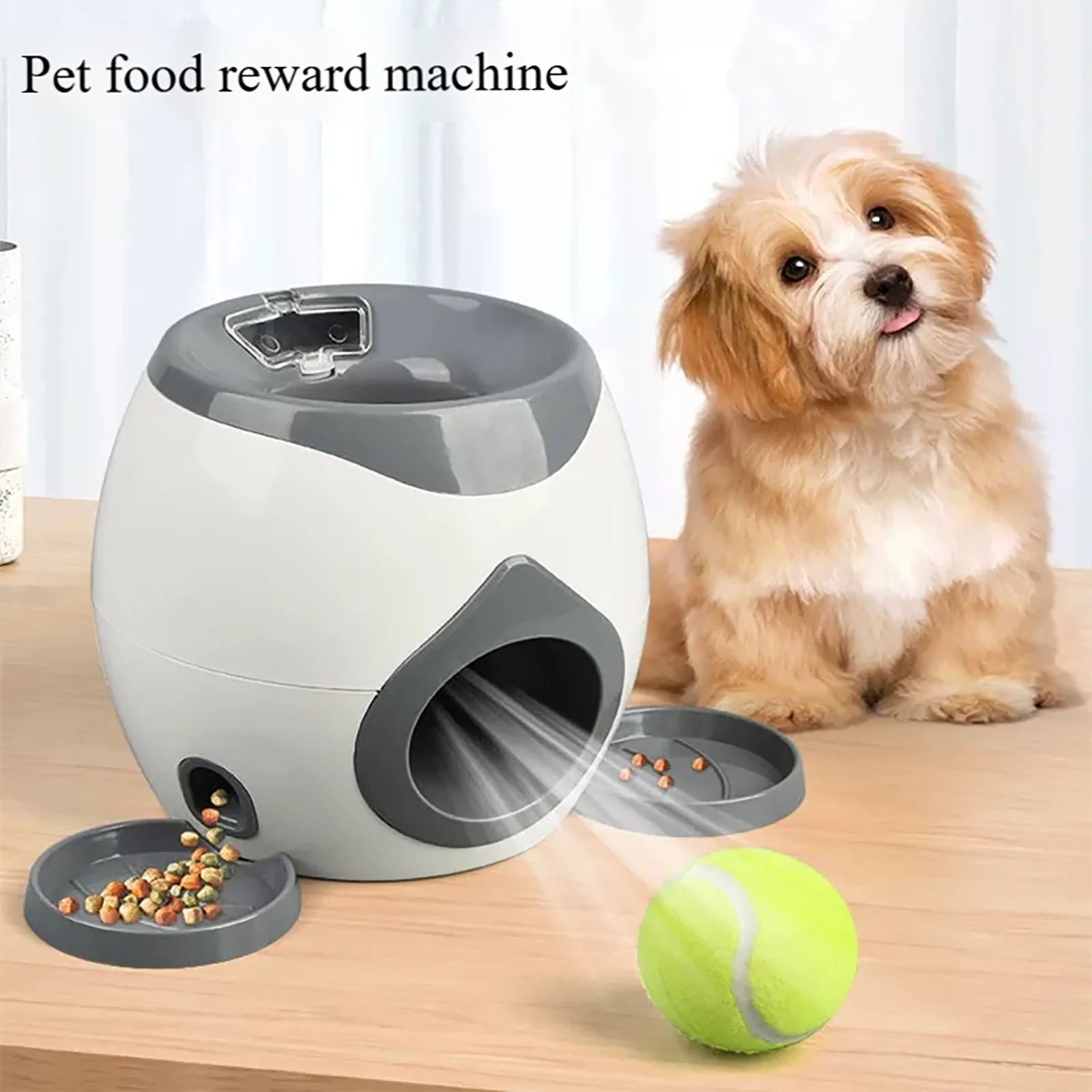 

Interactive Dog Treat Dispenser Toy Dogs Tennis Ball Launcher Food Reward Machine Smart Feeder Throwing Machine