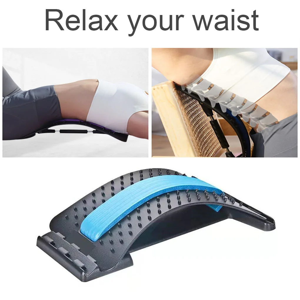 Multi-Level Adjustable Back Massager Stretcher Waist Neck Fitness Lumbar Cervical Spine Support Pain Relief Muscle Stretcher