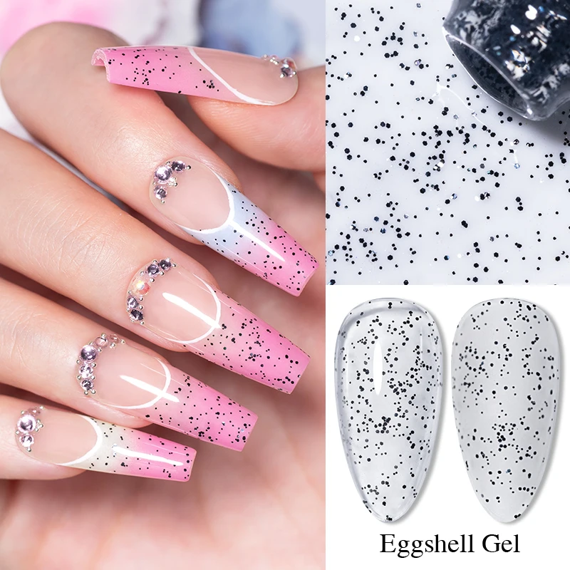 PUENTE 7.5ML Glitter Eggshell Gel Nail Polish Match Candy Colors Speckled Design For Manicure Soak Off Semi-Permanent Varnish