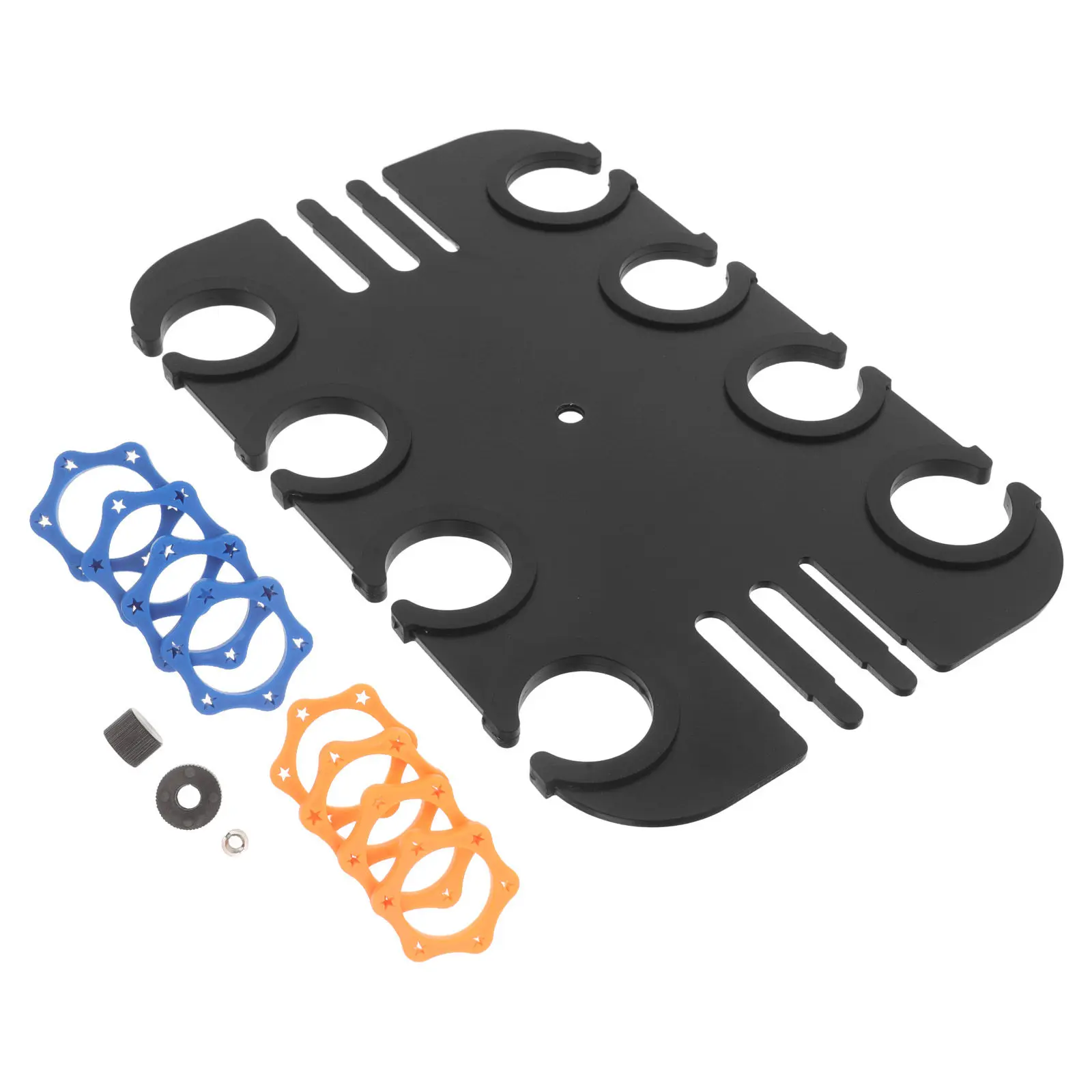 8-Hole Rectangular Broadcast Mic Tray Wall Mount Organizer Rack for Podcast, Streaming, Wired & Wireless Mics