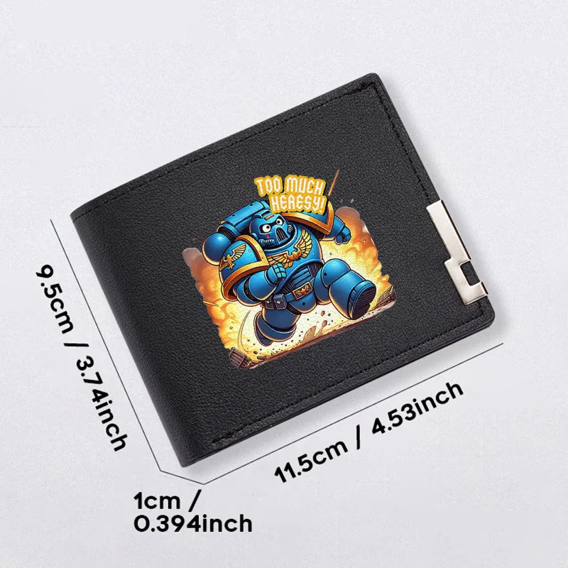 MĘSKI SKÓRZANY PORTFEL SLIM SPACE MARINE POWER DESIGN, TRWAŁY, LEPKIE, PRZENOŚNE, DO UŻYTKU DZIĘŻDŻĄCEGO, W STYLU BIZNESOWYM, Z WYDAJNYM WZORTEM GRAFICZNYM