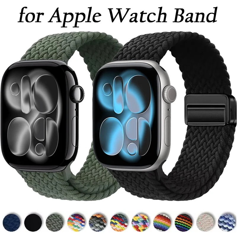 Nylon-Geflechtarmband mit Magnetverschluss für Apple Watch Ultra 3/2/1 49mm 11 10 46mm 42mm iWatch 9 8 7 6 5 4 3 SE