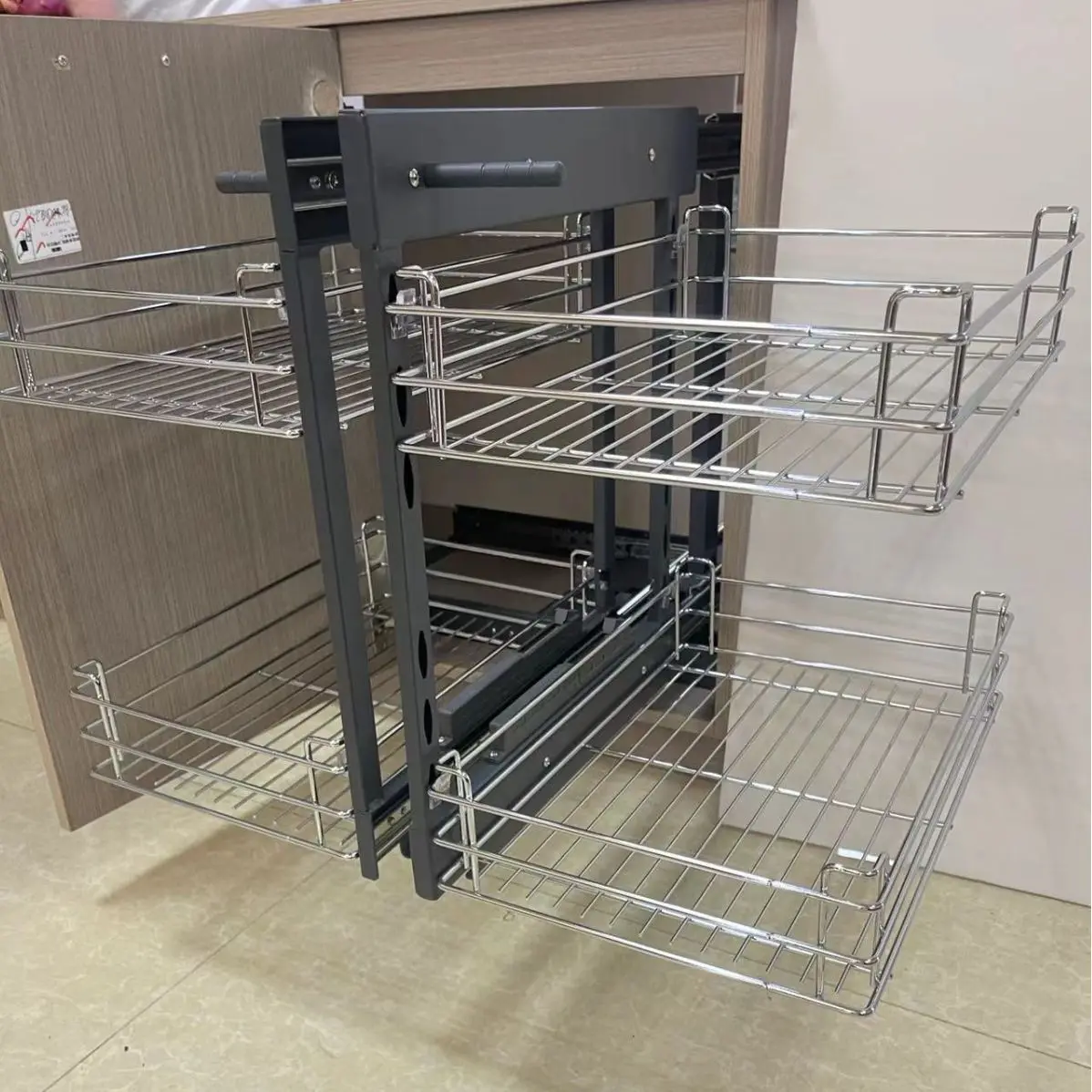 Pull basket corner pull basket stainless steel kitchen cabinet pull basket rack cabinet L-shaped corner