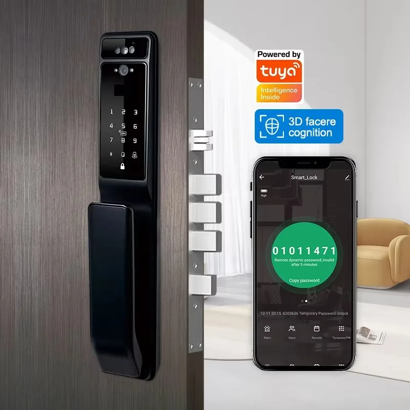 Security Digital Smart Door Lock 3D Face Recognition Smart Door Lock With Camera