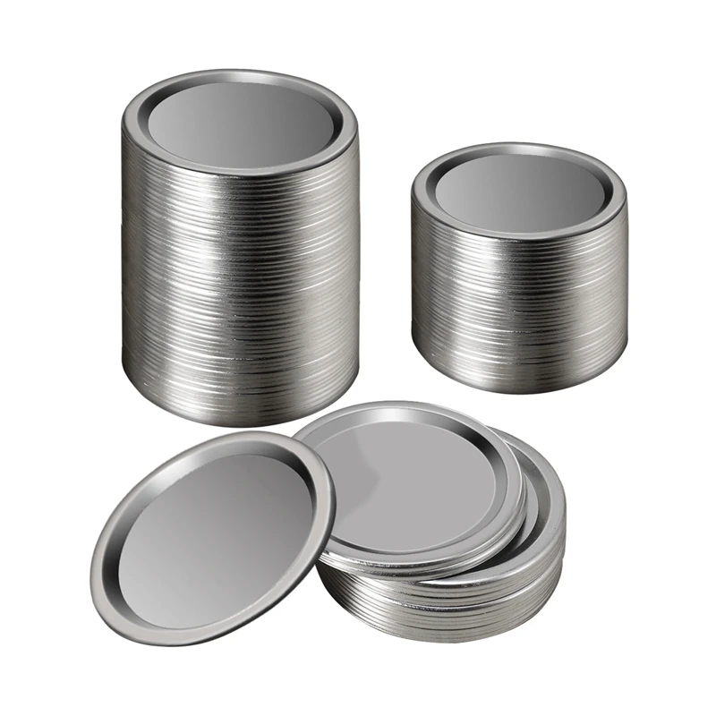 

100 Pcs Wide Mouth 86 MM Jar Canning Lids, Reusable Leak Proof Split-Type Silver Lids With Silicone Seals Rings