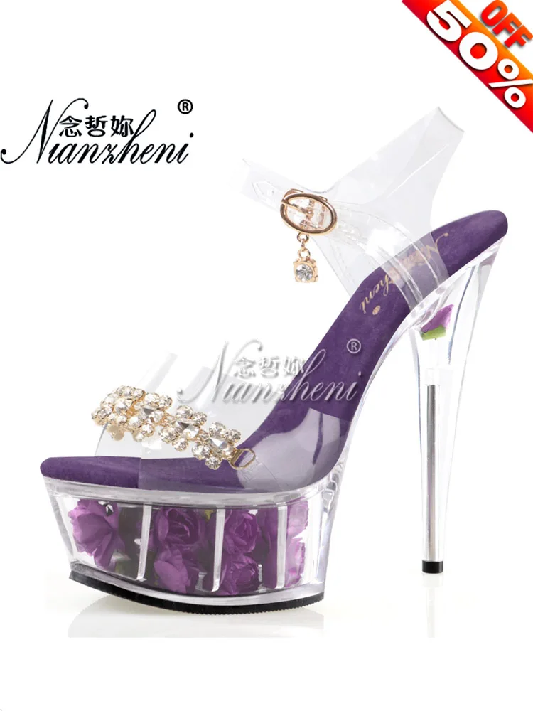 

New 6Inches Exotic Dancer Platform Sandals Stripper Heels 15cm Pole Dance Sexy Fetish Elegant Womens Nightclub Full Dress Models