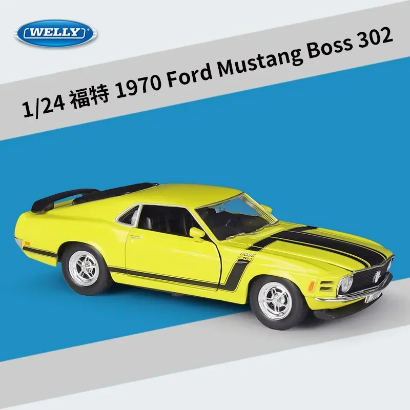 

WELLY 1:24 1970 Ford Mustang BOSS 302 Alloy Car Model Diecasts & Toy Vehicles Collect Gifts Non-remote Control Type B587