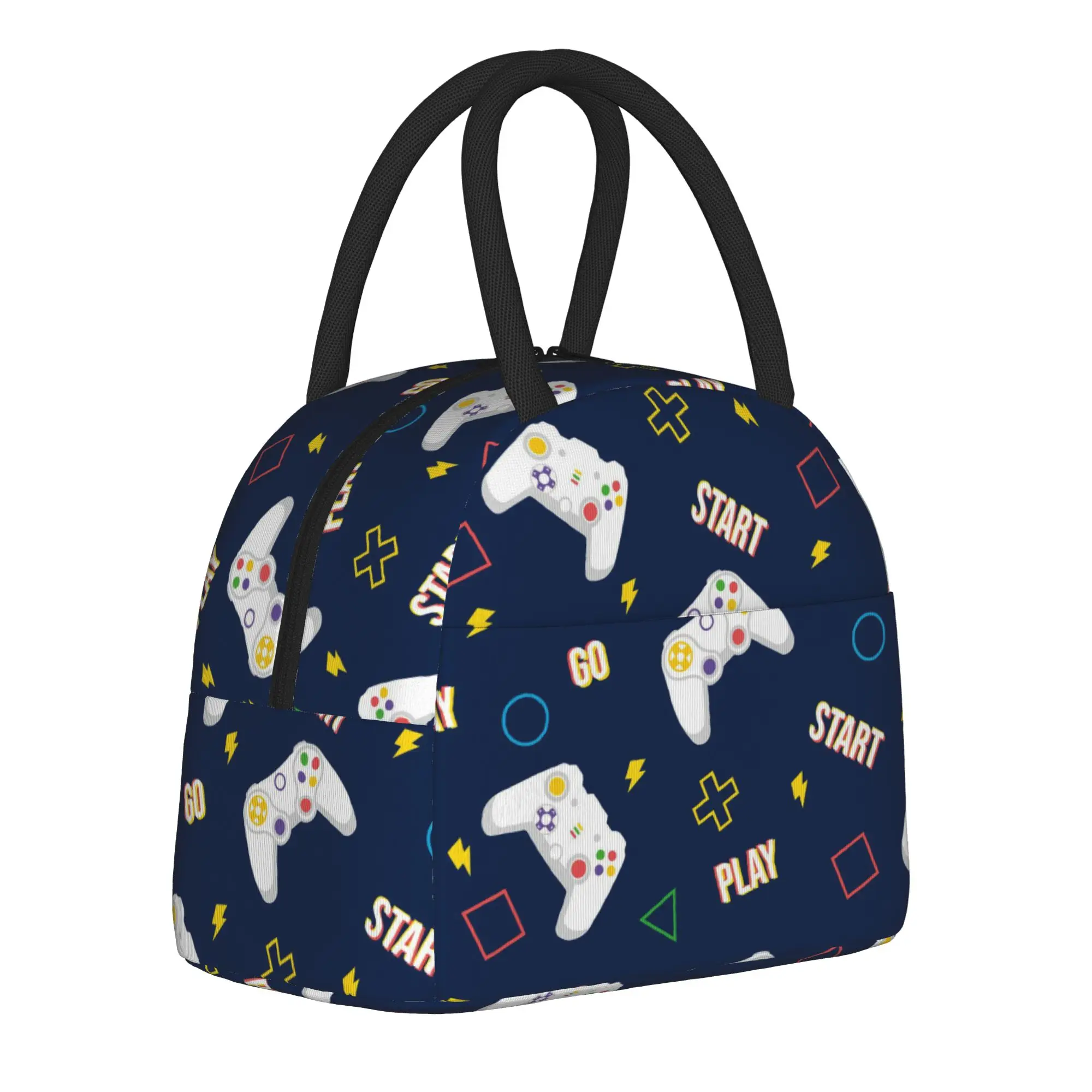 Game Controller Pattern  Insulated Lunch Bags Thermal Bag Lunch Container  Portable Tote Lunch Box Food Bag Beach  Travel