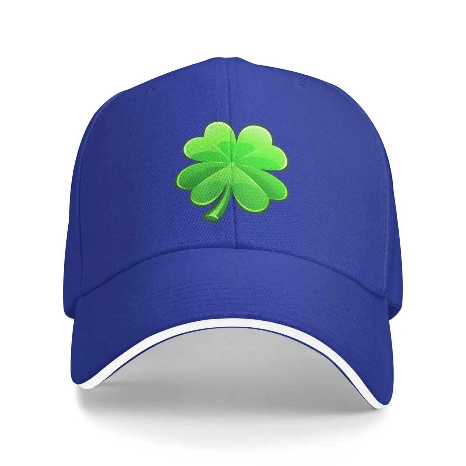 St. Patrick\'s Day Green Four Leaf Clover Men Womens Sandwich Cap Classic Adjustable Trucker Hat Dad Hats