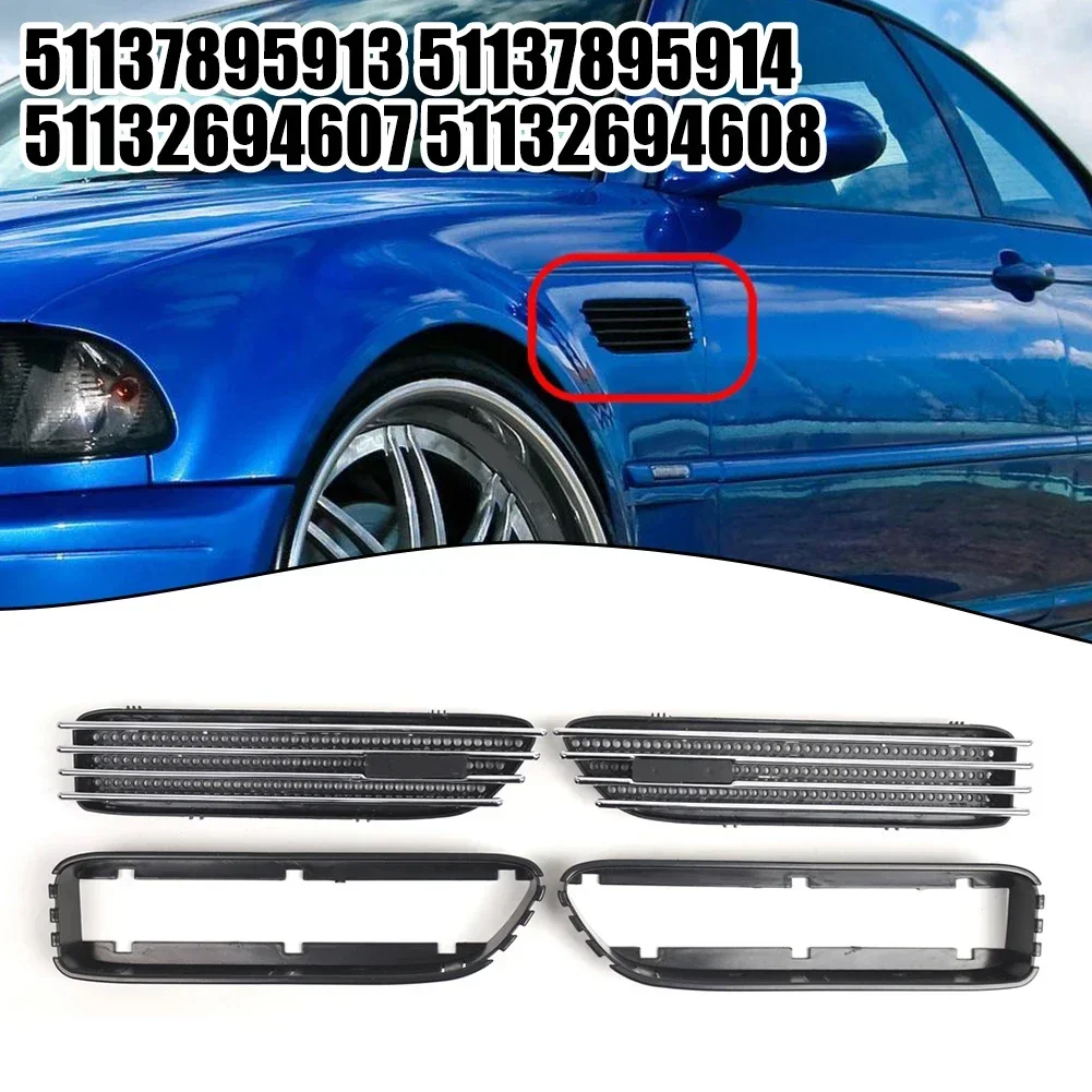 

Silver Black Car Side Grill Fender Vent Grille Side Fender Air Flow Vents Grill For BMW E46 For M3 2001-2006 Exterior Parts