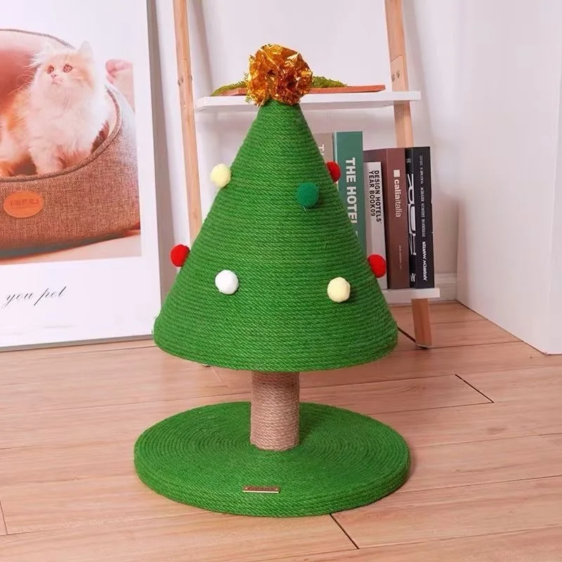 Multi-Functional Sisal Cute Classic Cat Scratcher Christmas Tree and Post with Novel Styles Toys for Pets