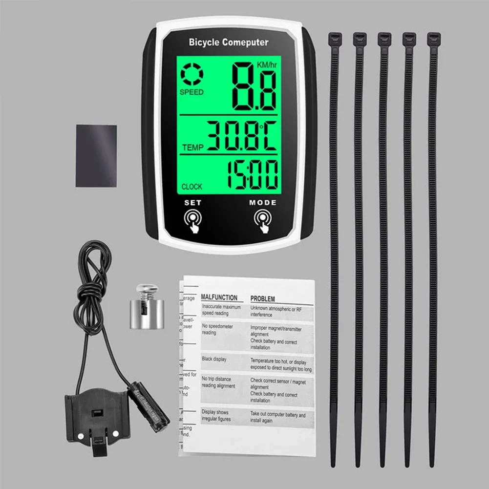 Bicycle Wired Digital Tachometer Water Proofing LCD English Computer Speed Odometer Cycling Speed Counter Bike Accessories