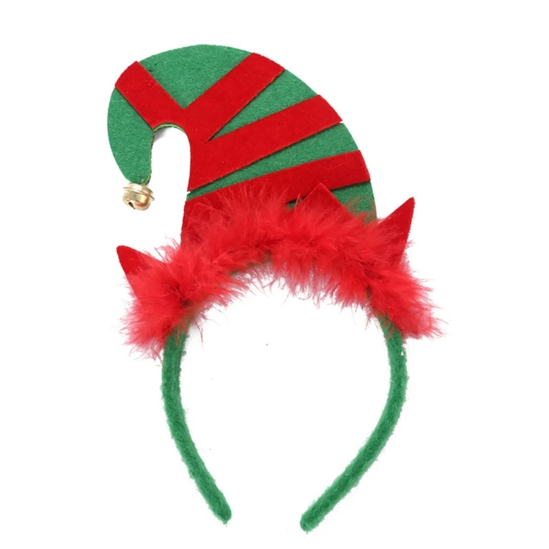 Striped Christmas Hat Headband Christmas Hair Hoop Christmas Elf Ear Headband