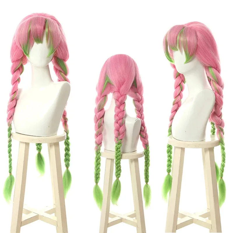 Anime Demon Slayer Kanroji Mitsuri Cosplay Costume Kimetsu No Yaiba Devil Hunter Haori Dress Wig Adult Kids Party Women Kimono