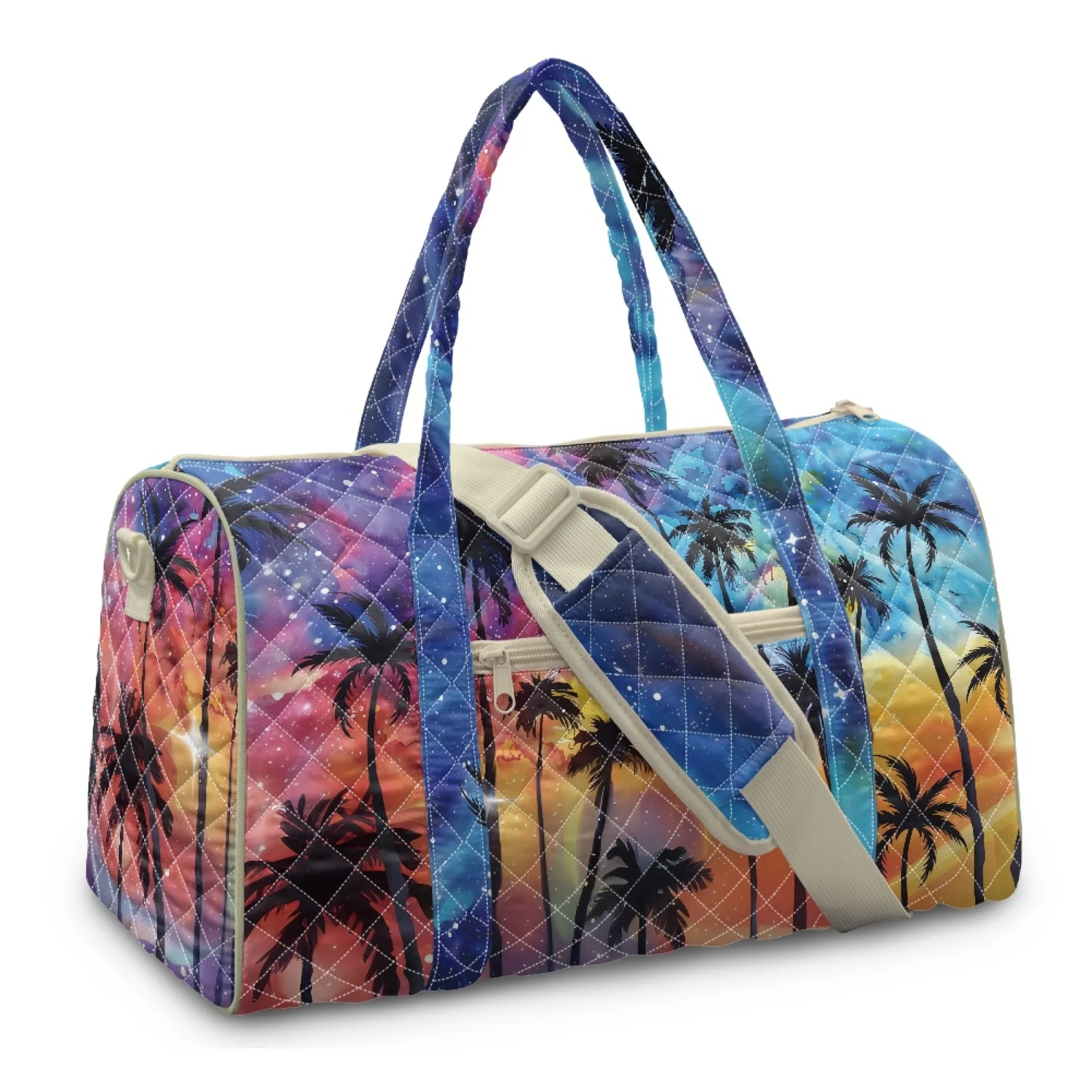 Coloranimal Palm Trees Pattern New Trend Carry-On Travel Bag Polyester Portable Gym Bag for Women