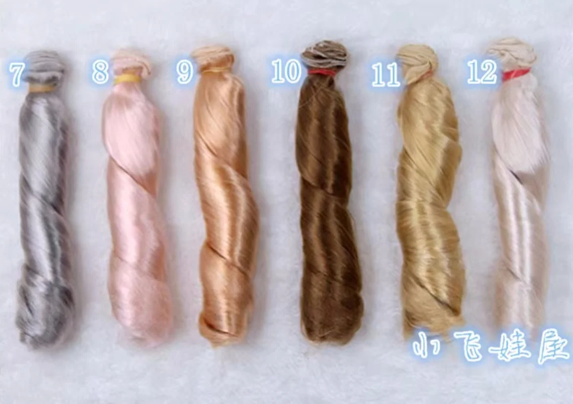 17*100cm BJD SD Puppenperücken-Set, Mini Lange Rollende Zylinderlocken, Dickes Haar für Mädchen, DIY Weiche Milchseide, Geschenke, Puppenzubehör