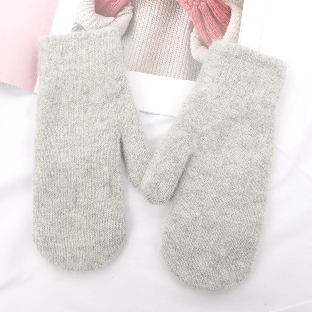 

1 Pair Winter Women Keep Warm Thickened Fleece Knitted Gloves Cute Lovely Sweety Full Finger Cold Protection Mittens