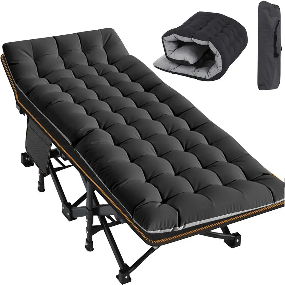 Portable XXL Adult Camping Cot with Pad, Comfortable Sleeping Solution for Outdoor Adventures, Beach, Hiking
