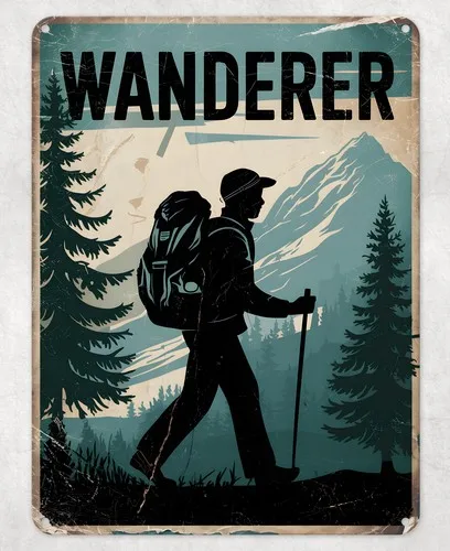 Wanderer Hike Explorer Metal Poster Wall Tin Sign Man Cave Shed Home Plaque --Tin Sign