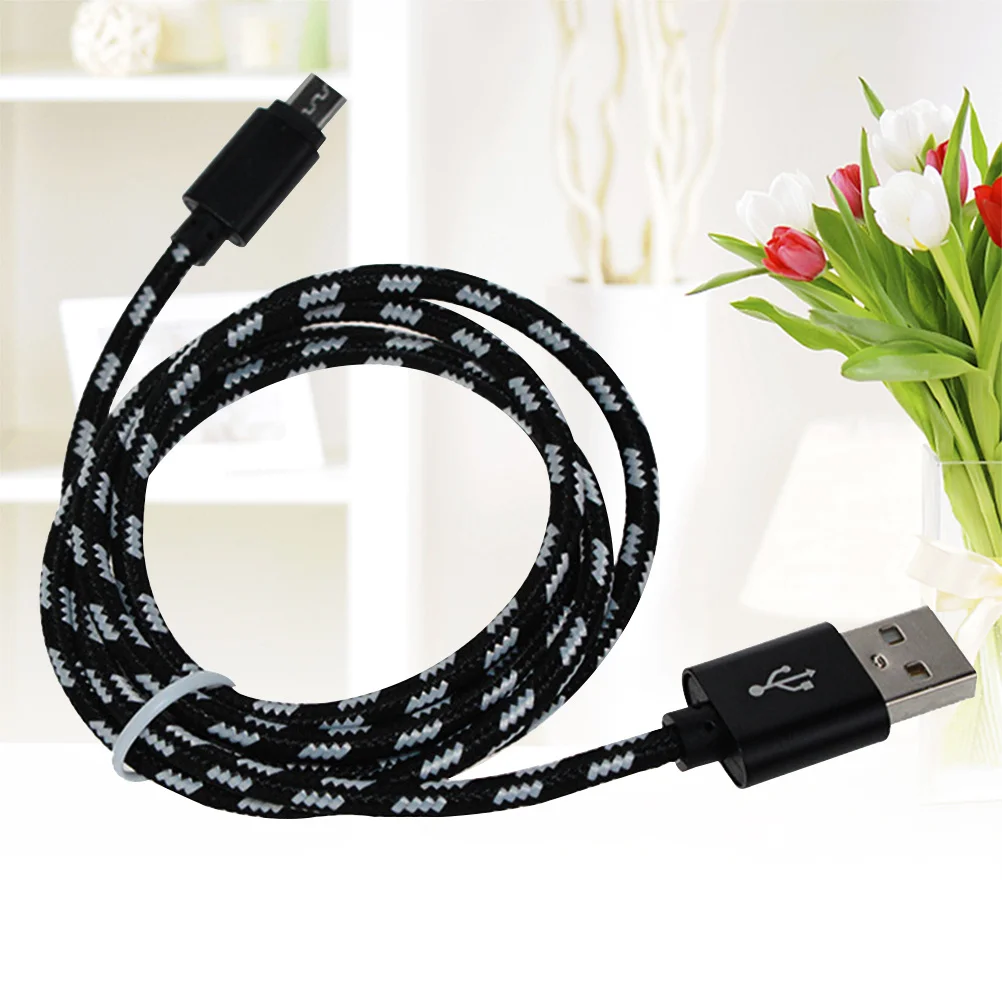 

1 Meter Durable Nylon Braided Micro USB Fast Charging Cord Data Sync Cable for Galaxy S7 Pixel 2 X Black