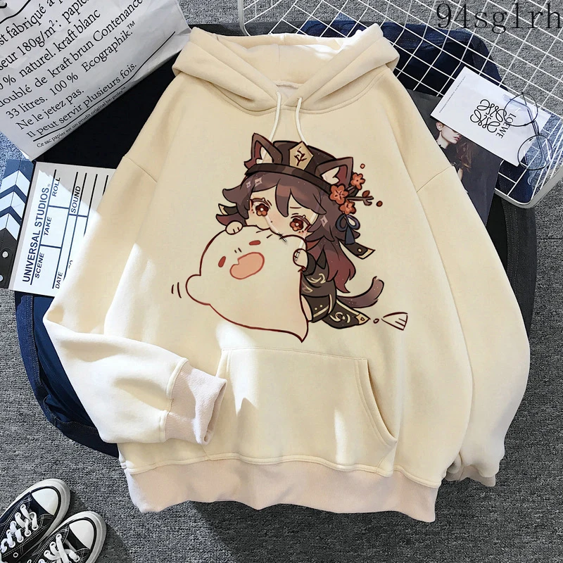 Unisex Kawaii Genshin Impact Hoodies Women Harajuku Aesthetic Clothes Sweatshirts Cute Hu Tao Anime Printed Hoodie Streetwear