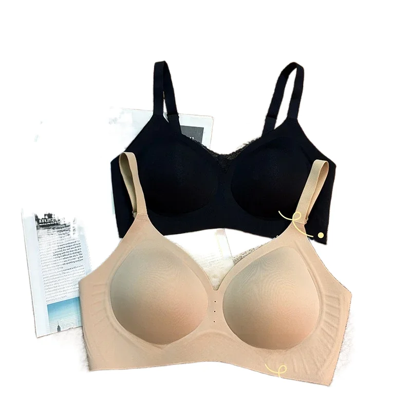 KUCLUT Comfortable Thin Women's Bra Soft Support Gathered Seamless Underwear Breathable Anti-Sagging Lift Foundation Liquid