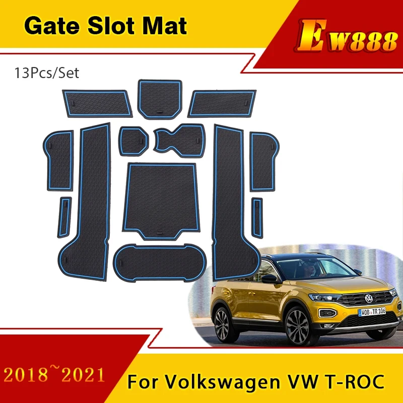 

Door Groove Mat for Volkswagen VW T-ROC TROC 2018~2021 Gate Slot Pad Non-Slip Rubber Interior Cup Mat Car Coasters Accessorise