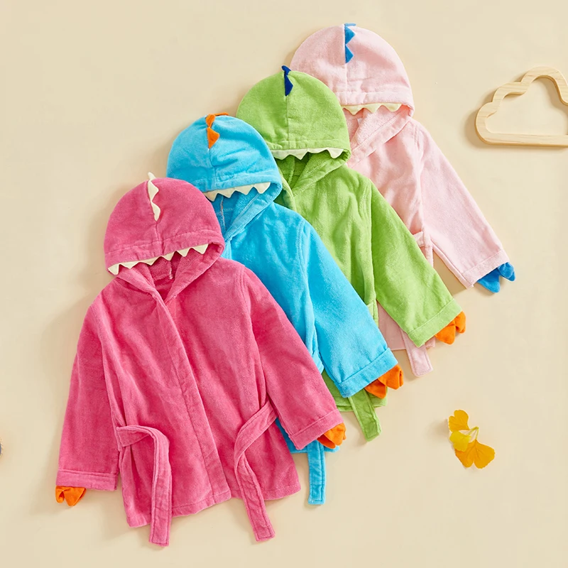 

Animals Dinosaur Hooded Baby Bathrobe Cotton Soft Infant Bath Towel Robe Pajamas For Kids Boy Girl Children Winter 1-5T