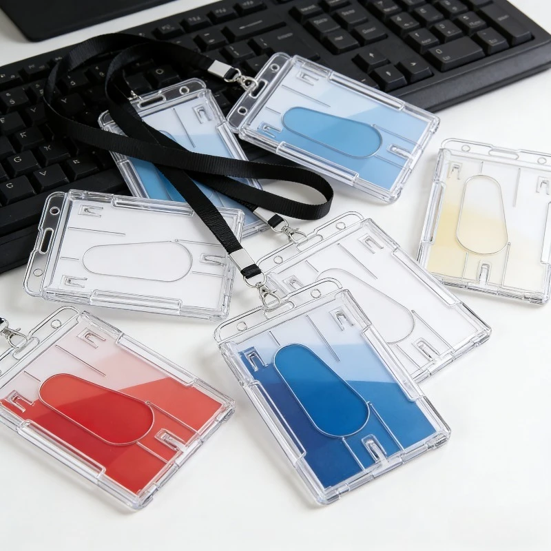 Transparent Pass ID Card Holder Working Permit Case Badge Holder Badge Card Cover Sleeve ID Tag Horizontal Vertical Available