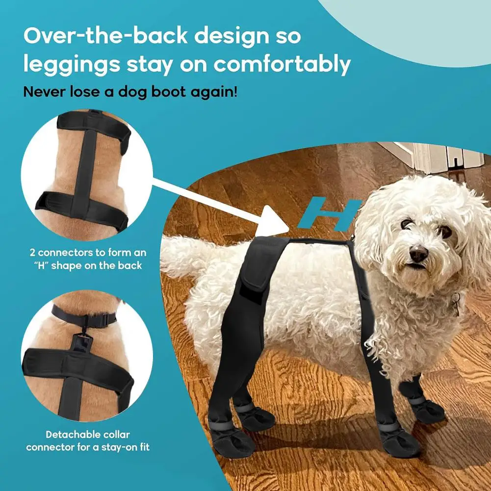 Pet Shoes with Fastener Tape Waterproof Dog Suspender Boots for Winter Snow Hiking Anti-slip Paws Protector Leggings for Dogs