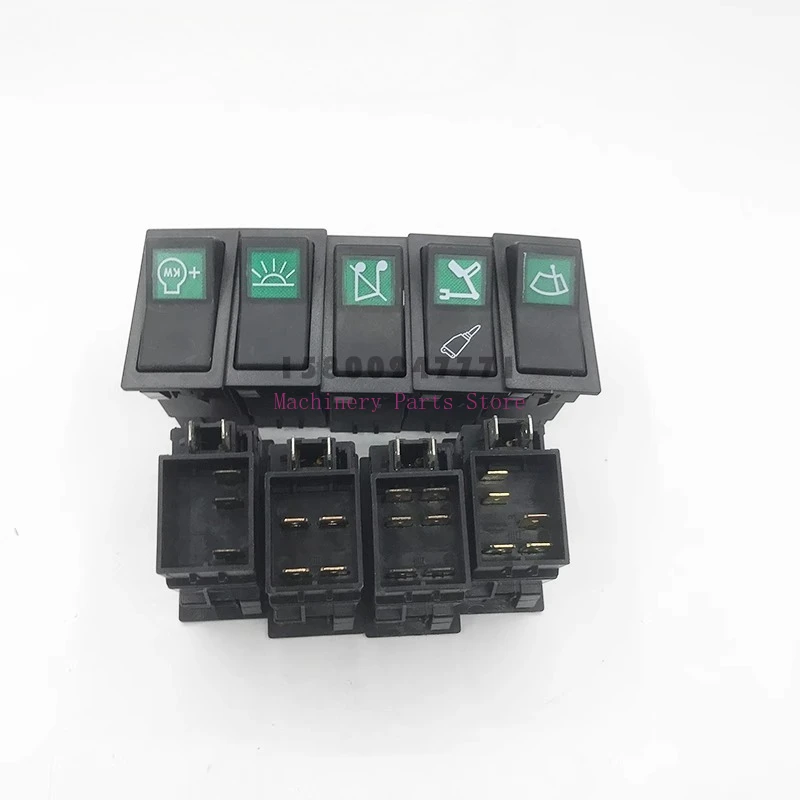Wiper Headlight Switch Button Excavator Parts for Lingong EC140B 210B 240B 360B 135B EC290B EC700B EC460B