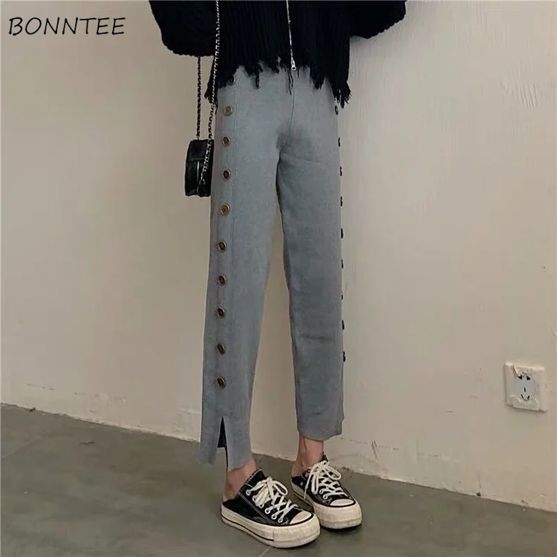 Pantaloni Donna Primavera Nuovo Design All-match Pantaloni dritti semplici Studenti Stile coreano Adolescenti Harajuku Vintage Streetwear Chic