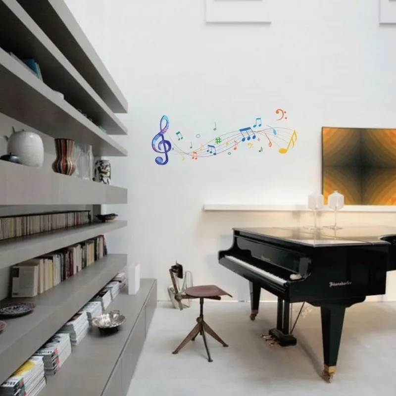 1Set Wall Stickers Music Wall Decals Watercolor Self Adhesive Music Notes Vinyl Wall Art Murals Wall Decoration Home Decor