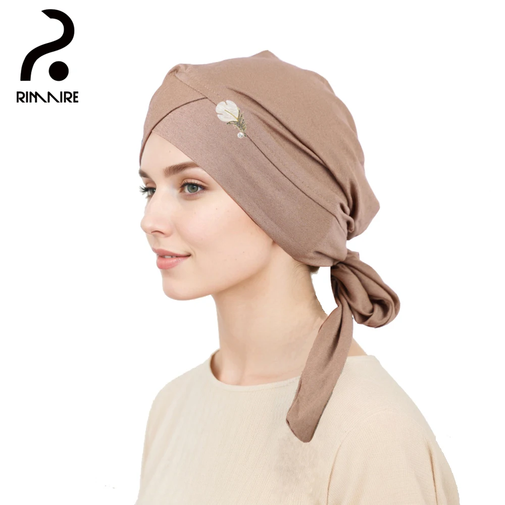 Khaki Muslim Hat with Brooch Sets Classic Solid Hijab Caps for Women High Quality Head Cover Clips Gifts Daily Wholesale RIMAIRE