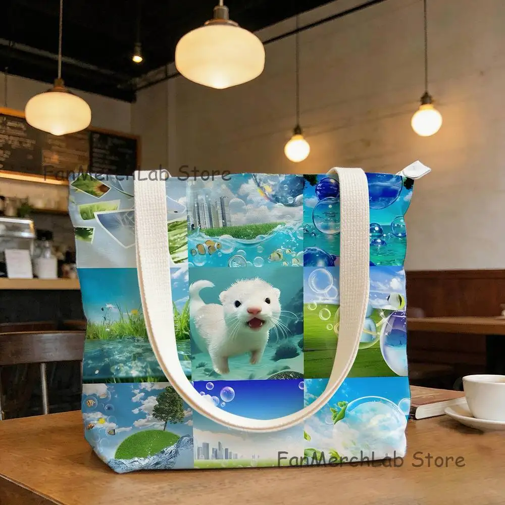 

Frutiger Aero Aesthetic Core Simple Canvas Bag Shoulder Bags Foldable Picnic Pouch Small Tote Shopper Large Capacity Student