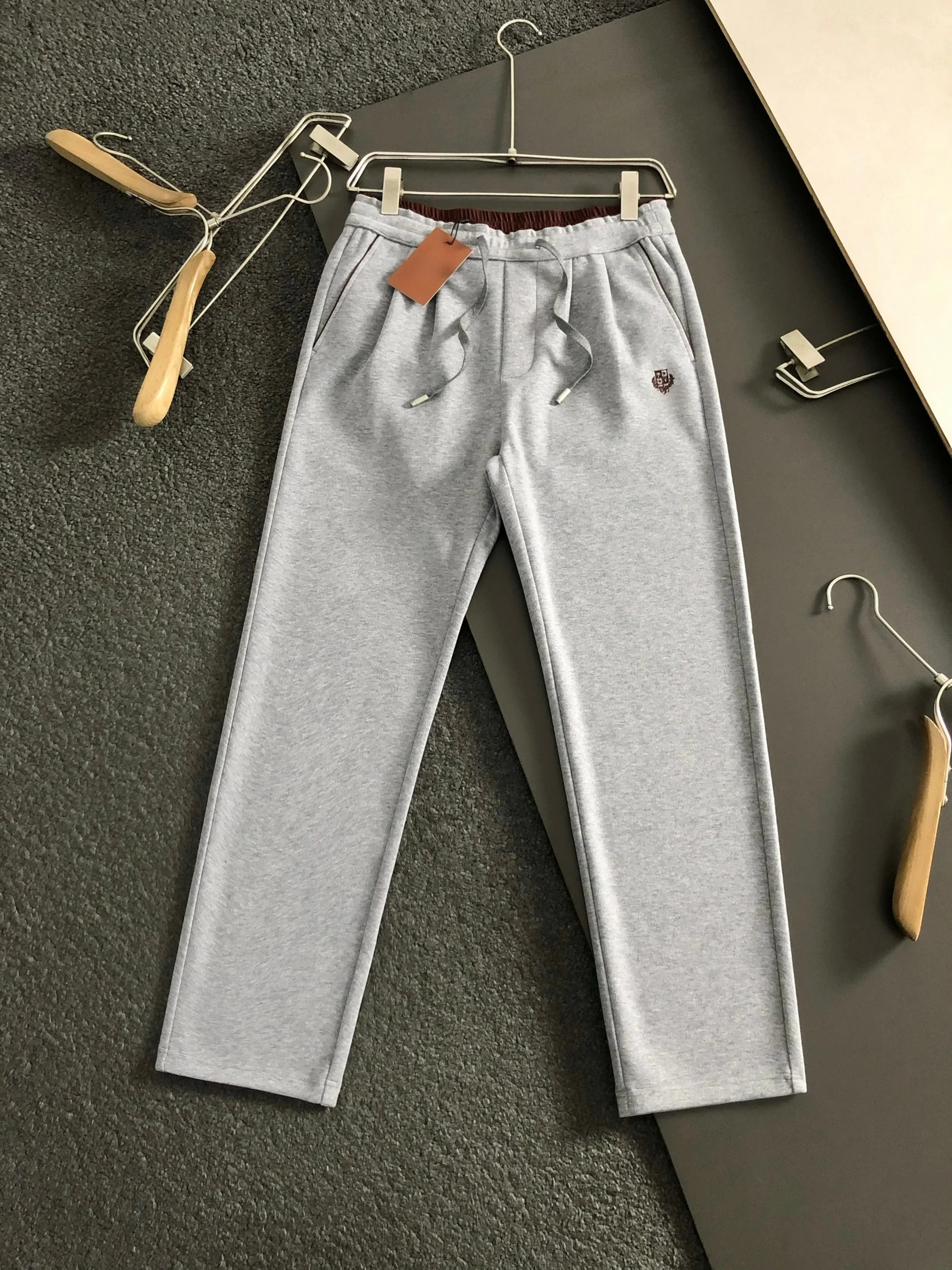 

Busin Casual Trousers Men's Faion Autumn Winter New Sle Pure Color Wool Blend Dstring Slim Fit Versatile Comfortable