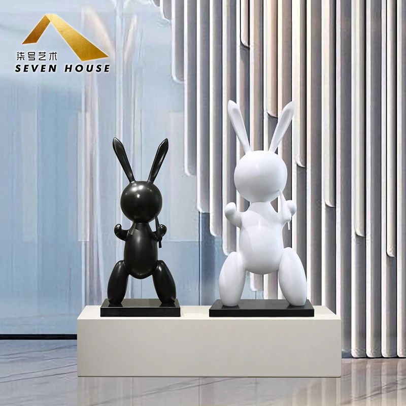 Lobby Decoration Decoration Hotel Lobby Large Floor Cartoon Glass Fiber Reinforced Plastic Sculpture Rabbit Art Decoration