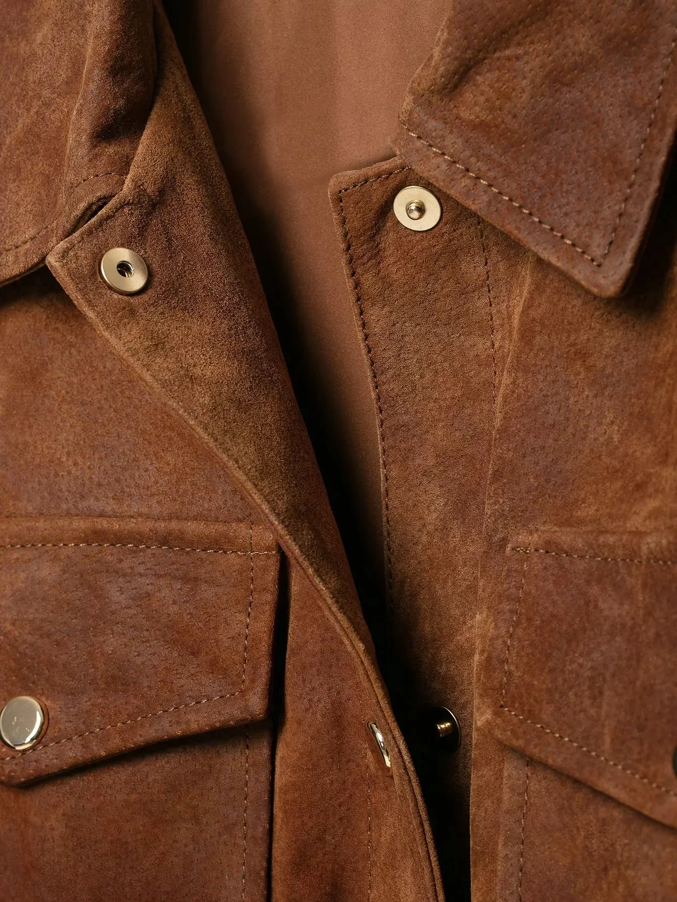 KONDALA Vintage Casual Damen Wildlederjacke mit Knöpfen, Gürtel und Taschen, Modische Jacke für Herbst/Winter 2026, Streetwear, Bürojacke für Damen – Detail 9