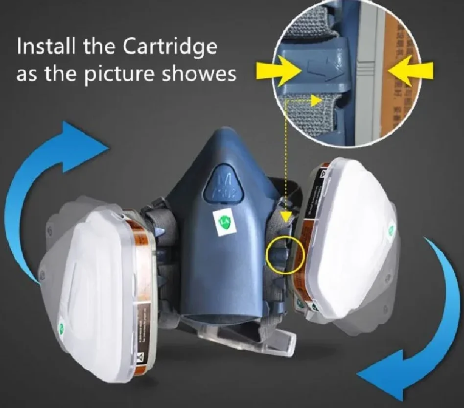 7502 قناع الغاز كمامة كيميائية قناع واقٍ رذاذ الطلاء الصناعي يمكن أن يتطابق مع 6000 فلتر مضاد للغاز العضوي